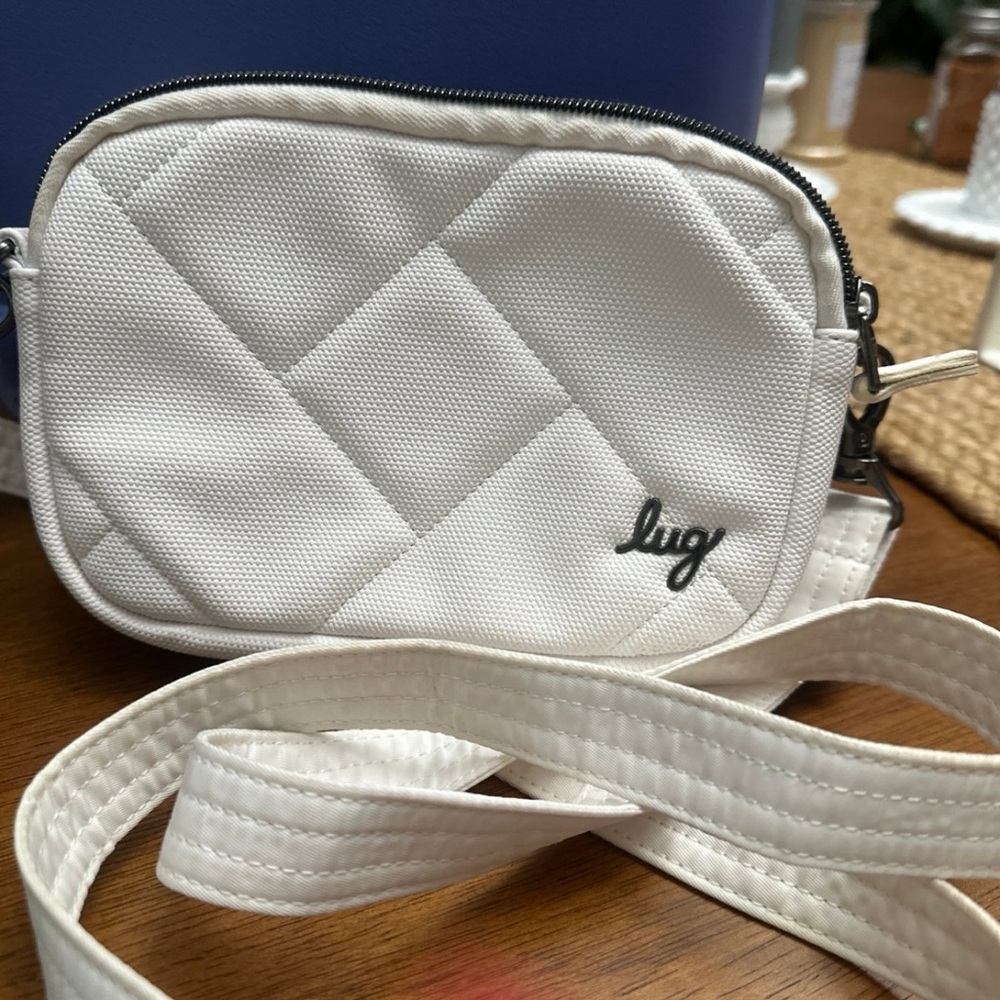 Lug Quilted White Crossbody Bag